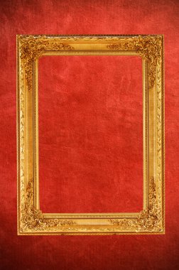 vintage kırmızı zemin üzerine Vintage altın resim çerçevesi