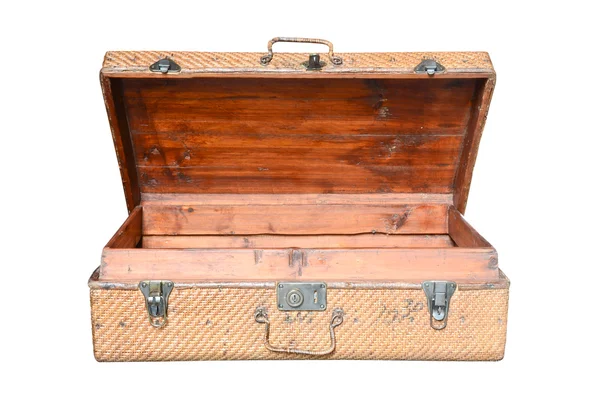 Винтажный коричневый чемодан изолирован — стоковое фото