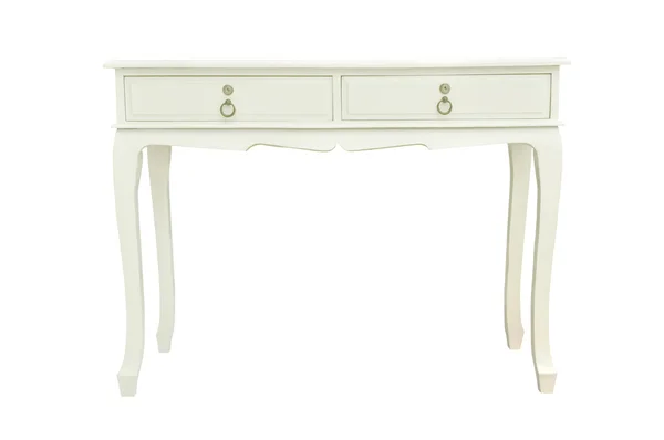 Elegante tavolo bianco isolato su bianco — Foto Stock