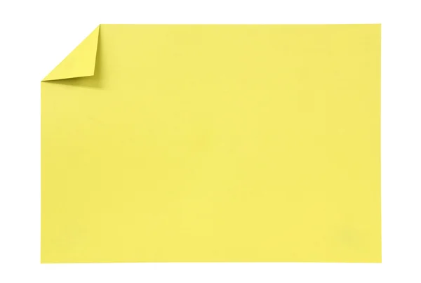 Papel amarelo isolado sobre branco — Fotografia de Stock