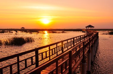 Boardwalk göl günbatımı