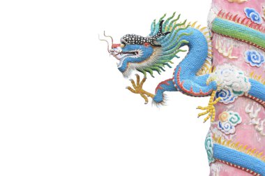 Mavi Ejder pole üzerinde beyaz izole