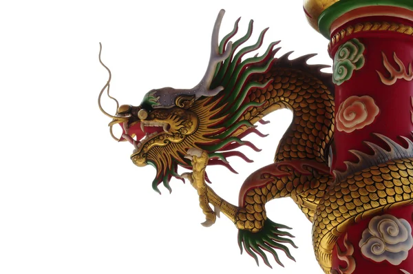 Čínská zlatý drak izolované — Stock fotografie