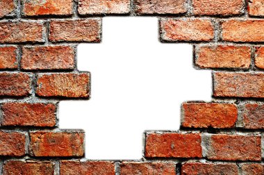 Antik tuğla duvar büyük delik
