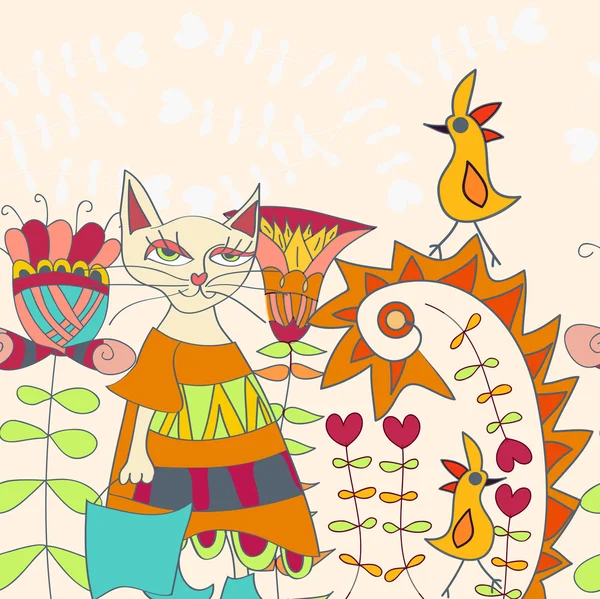 抽象的な華やかな猫 — ストックベクタ