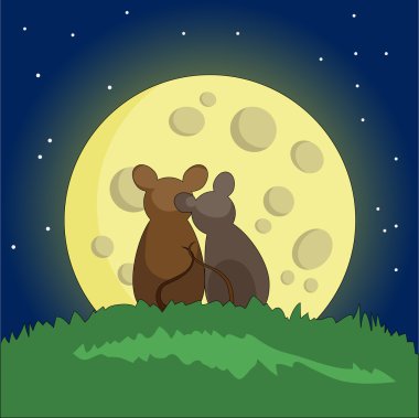 Fareler ve peynir (vektör moon)