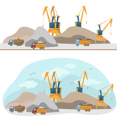 Çalışma birimleri ve vinçler (vektör)