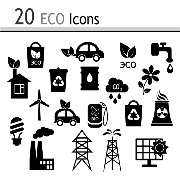 20 Iconos - ecología e industria — Archivo Imágenes Vectoriales