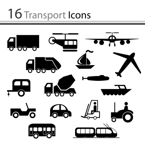 16 ikon transportu — Wektor stockowy