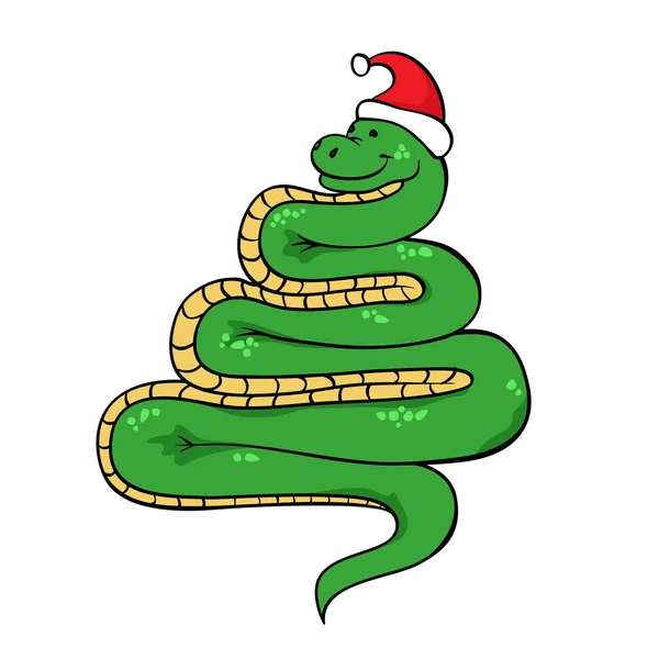 Serpiente en forma de árbol de Año Nuevo — Vector de stock