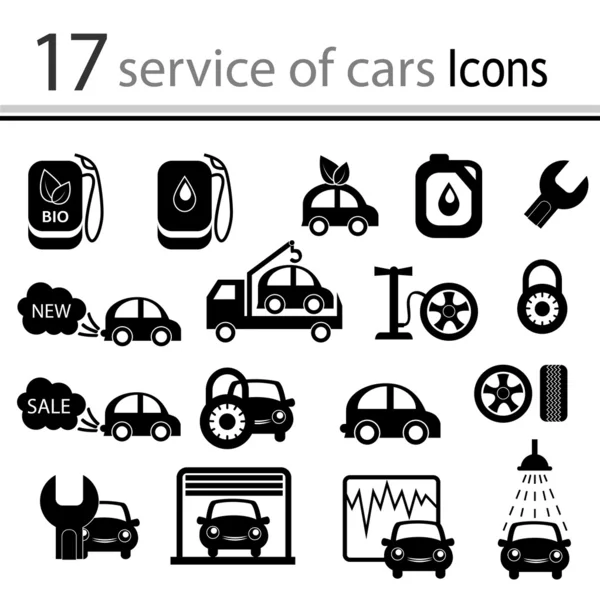 Set di icone per auto, meccanica, riparazione e manutenzione (vettore ) — Vettoriale Stock