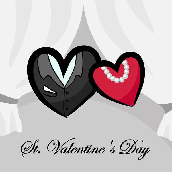Cartão de Dia de Valentim - dois corações — Vetor de Stock