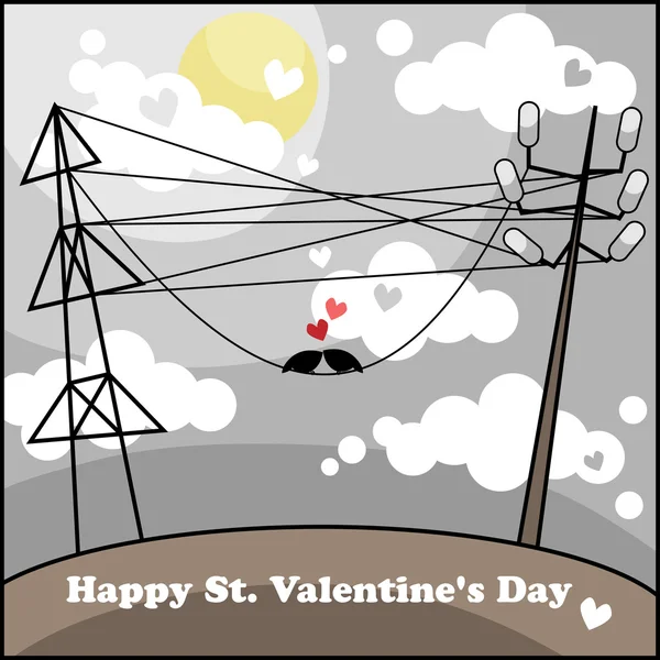 Pássaros no amor - cartão Dia de São Valentim (vetor ) —  Vetores de Stock