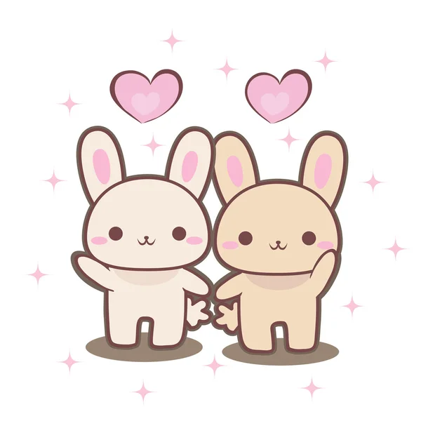 Pareja de conejos enamorados — Vector de stock