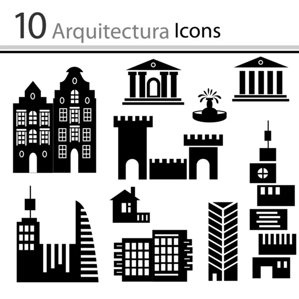 Set of buildings icons (vector) — Stock Vector