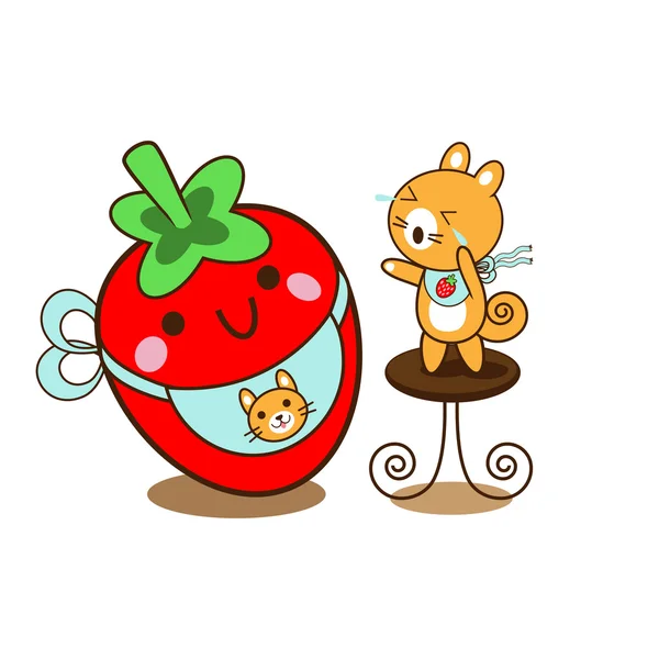 松鼠和草莓 — 图库矢量图片