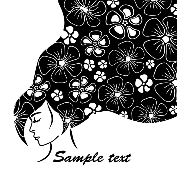 El fondo - la muchacha con las flores en el cabello - (el vector ) Vector De Stock