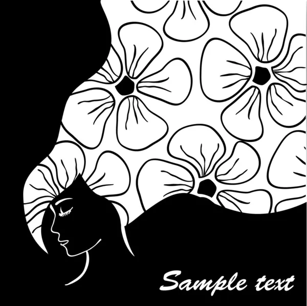 El fondo - la muchacha con las flores en el cabello - (el vector ) Gráficos Vectoriales