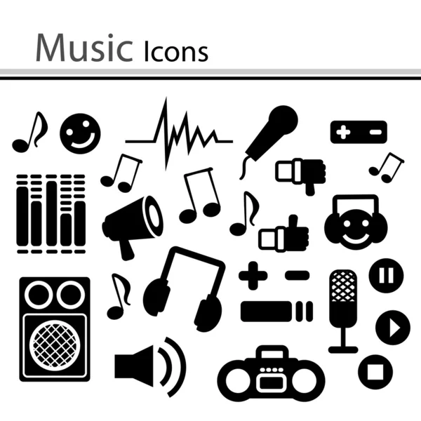 Ensemble d'icônes musicales (vecteur ) — Image vectorielle