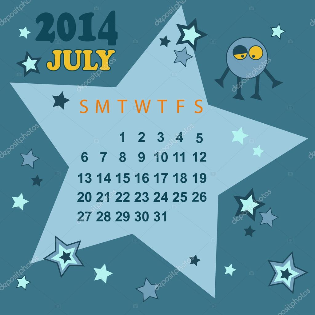 Space Calendar 14 July Vector Premium Vector In Adobe Illustrator Ai Ai Format Encapsulated Postscript Eps Eps Format