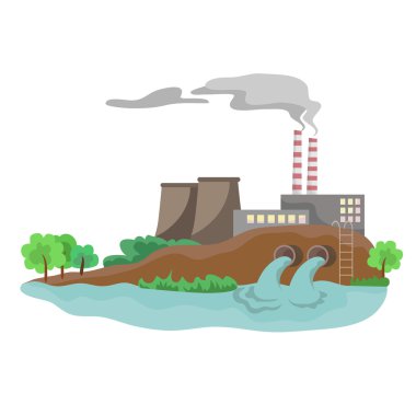 The industry on the bank of a reservoir clipart
