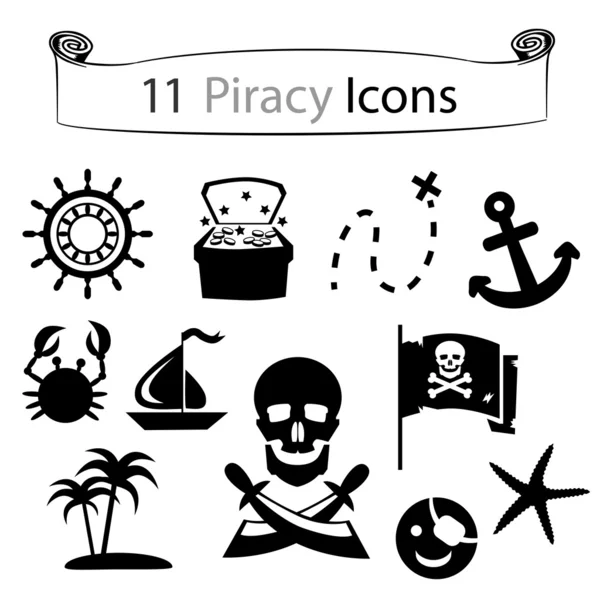 11 icone della pirateria — Vettoriale Stock