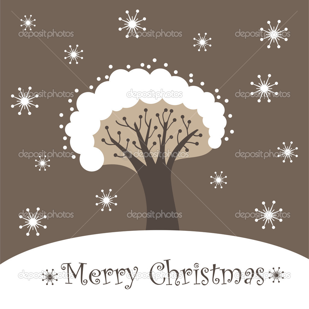 Card with a tree - Happy Christmas