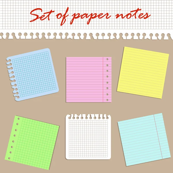 Farklı renkli kağıt notları seti — Stok Vektör