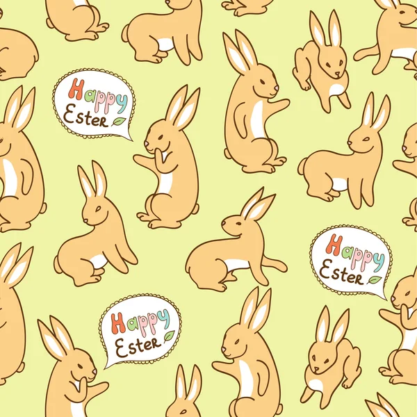 Бесшовная текстура с говорящими кроликами (Счастливой Пасхи ) — стоковый вектор