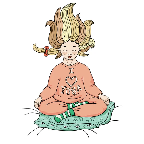 Mädchen meditiert — Stockvektor