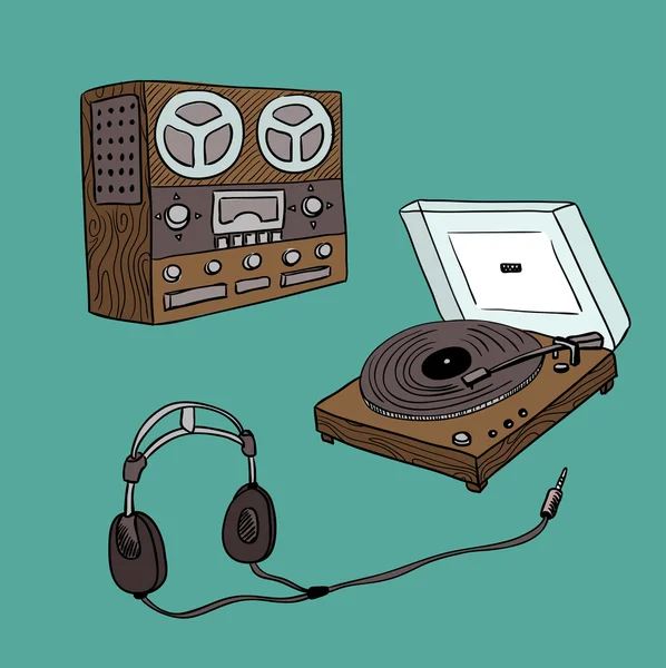 Set of retro audio players — Stock Vector