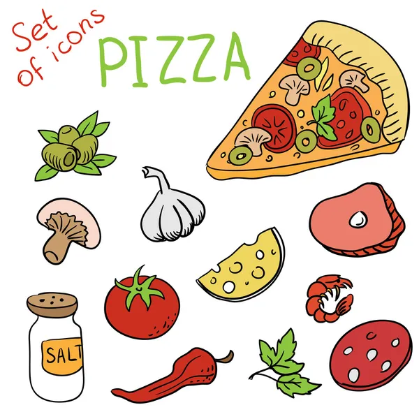 Ensemble d'ingrédients pour pizza — Image vectorielle