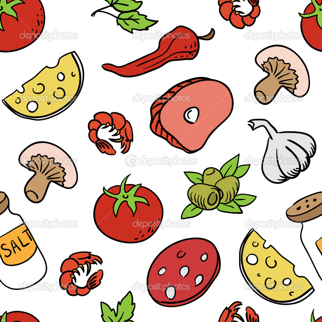 Set of ingredients for pizza — Stock Vector © Utronamore 44263343