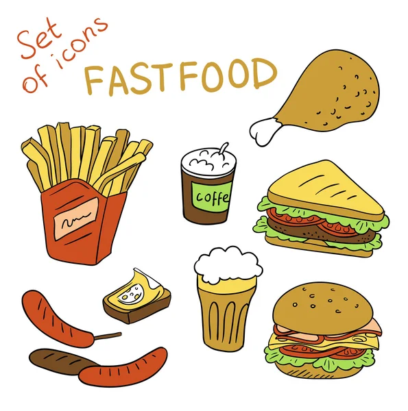 Ícones fastfood — Vetor de Stock