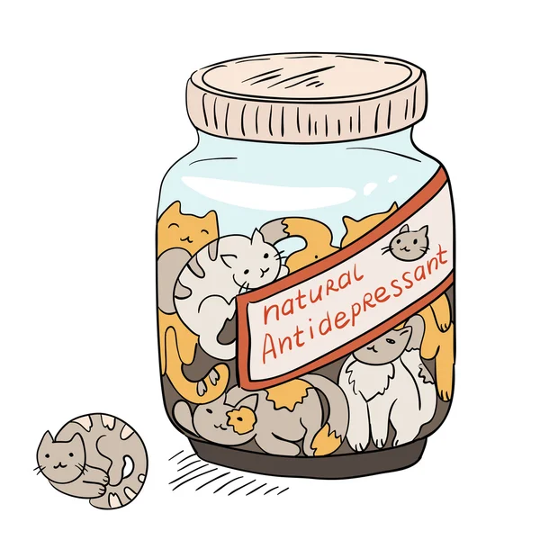 Un médicament contre la dépression - chats — Image vectorielle