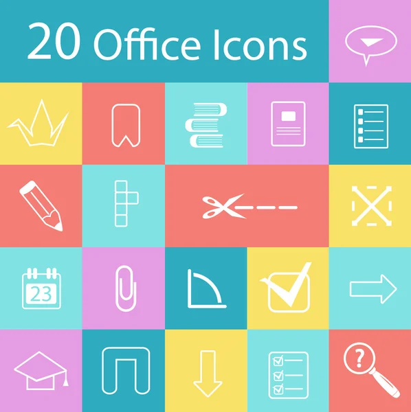 Conjunto de ícones de escritório moderno plano — Vetor de Stock