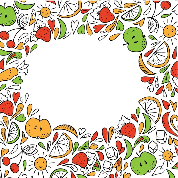 Cadre estival de fruits — Image vectorielle