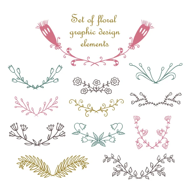 Set of hand drawn flowers — Stock Vector