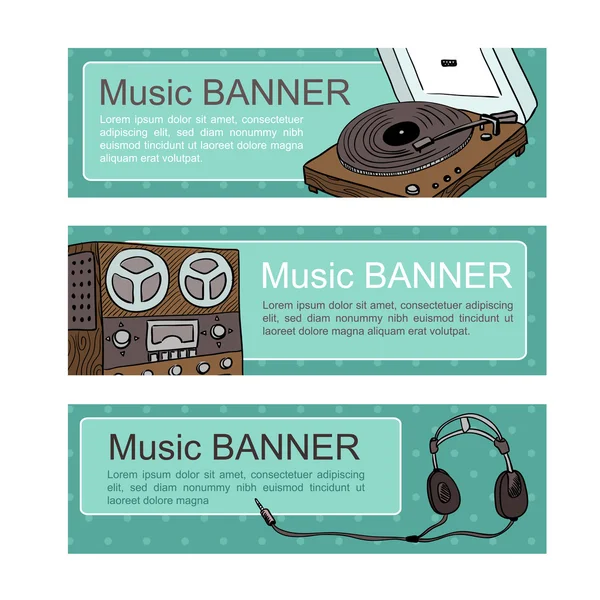 Set van boom muziek achtergrond — Stockvector