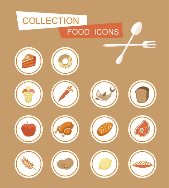 Sbírka ikon potravin — Stockový vektor