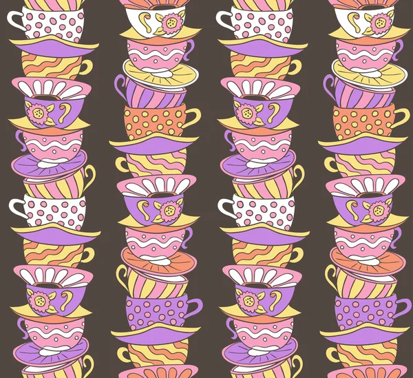 Seamless pattern with tea cups