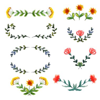 suluboya çiçek öğeleri