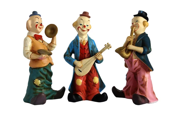 Ceramic figurines clowns musicians — Stock Photo, Image