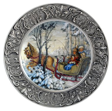 Decorative wall plate Winter clipart