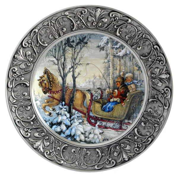 Decorative wall plate Winter — Stock Photo, Image