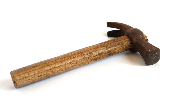 Old hammer on white with shadows — Stock Photo, Image