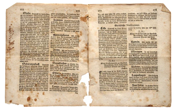 Old British Trade Newspaper dated 1773 — Stock Photo, Image