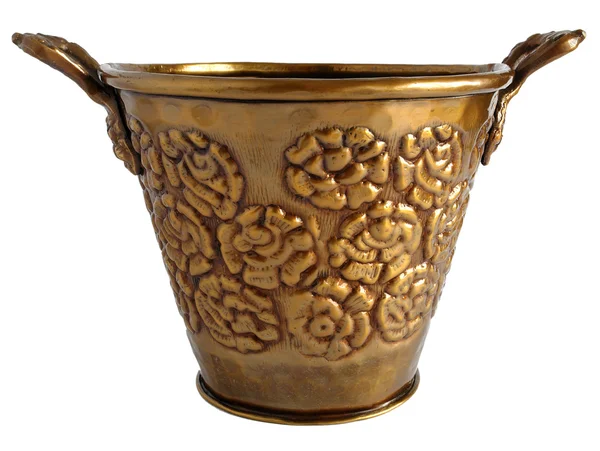 Old copper ornamental flowerpot — Stock Photo, Image