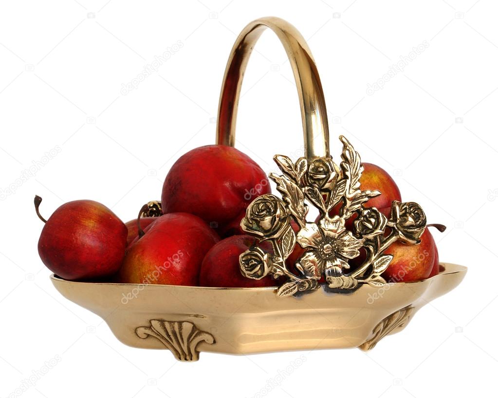 Bronze basket with roses motif