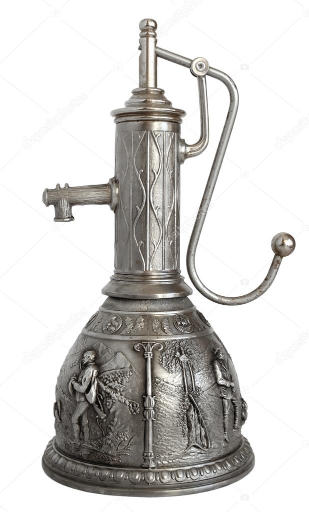 Pewter decanter with pump